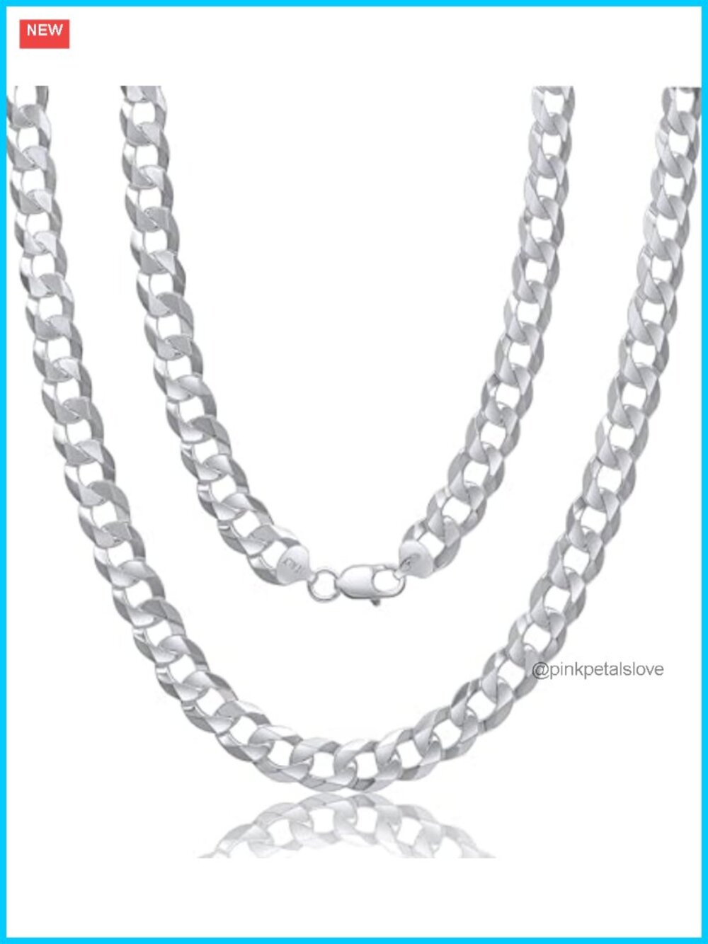 925 Sterling Silver 11mm Curb Cuban Link Chain Necklace 24 Inch Unisex Italy